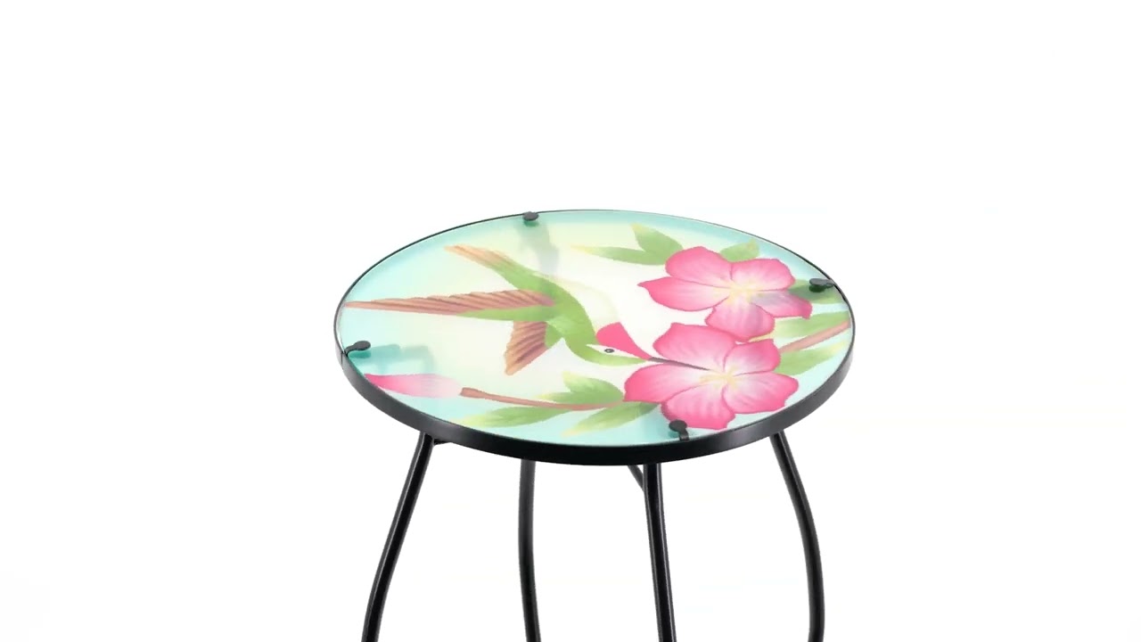 Round Side Garden Mosaic Table With Colibri Design