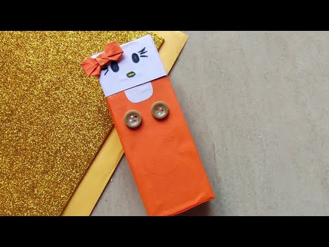 How to make Hello kitty paper pencil box with cream box /Back to School Supplie / DIY Pencil case