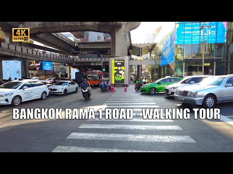4K Bangkok Siam Square - Rama 1 Road | Passeio virtual a pé - Ruas da Tailândia 2022