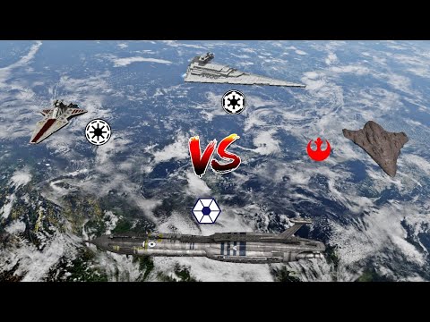 Venator vs Providence vs ISD1 vs MC80 - Star Wars: Empire At War Remake NPC Battle