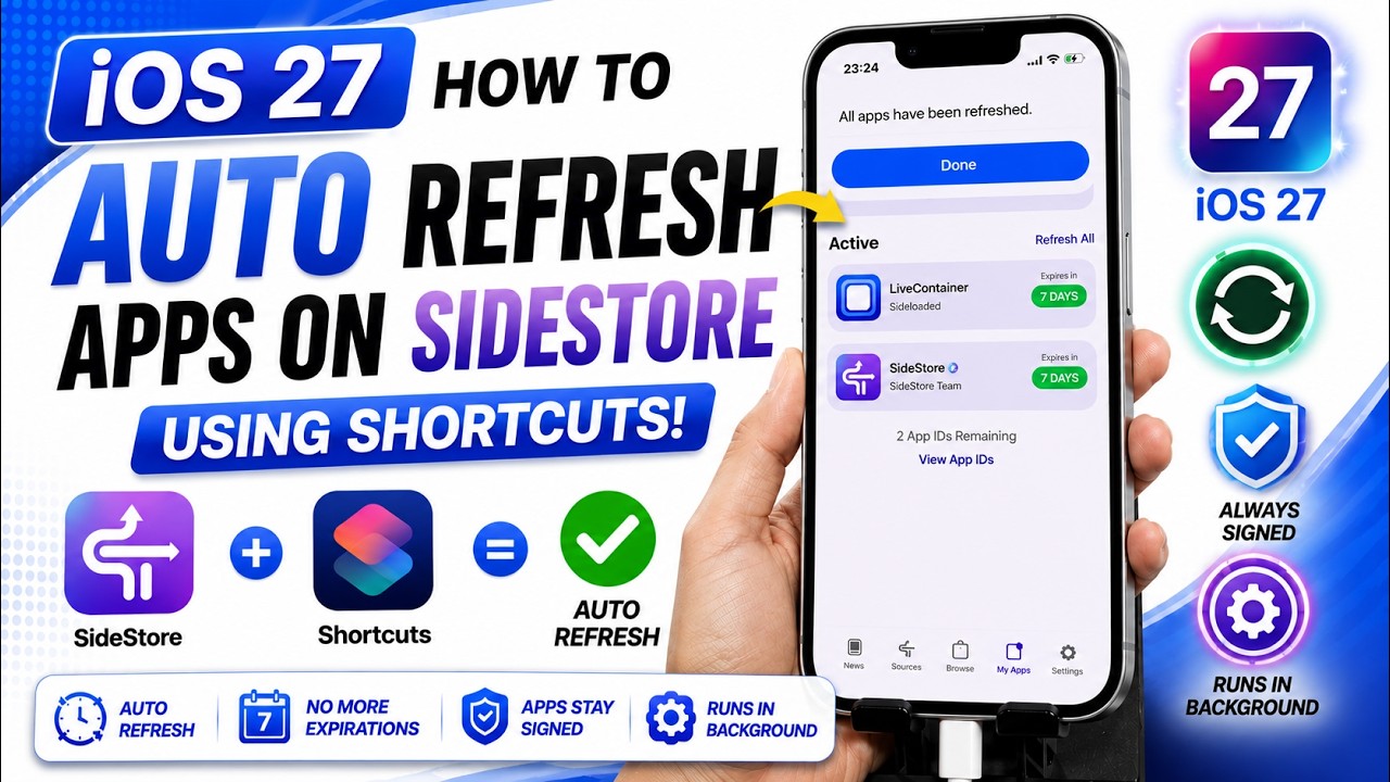 iOS 27 |  How to AUTO Refresh Apps on SideStore using Shortcuts!