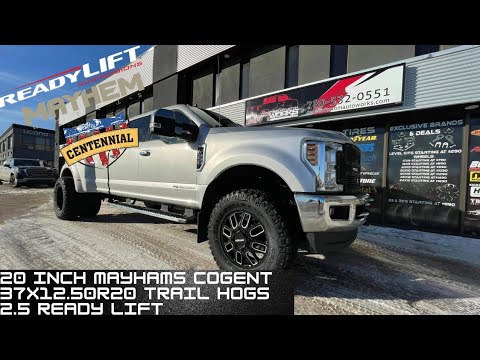 2019 Ford F350 Dually Mayhem Cogent dually Wrapped in 37x12.50r20 with a 2.5 inch Ready Lift