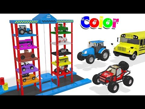 Learn Colors with Car Parking Street Vehicles Toys