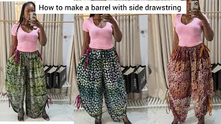 DIY : How to sew a simple barrel pant with side drawstring #trouser #viral