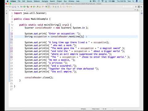 Writing A Madlibs Program Using Scanner In Java