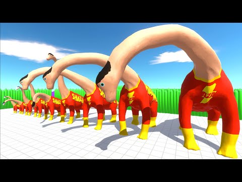 DEATH RUN vs DIFFERENT SIZE SHAZAM BRACHIOSAURUS - Animal Revolt Battle Simulator