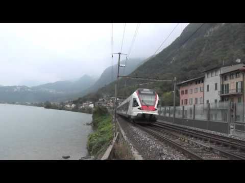 COMPOSIZIONE TILO SBB E TRENORD ETR 524 IN TRANSITO A CAPOLAGO (CH) 17 - 10 - 2015.