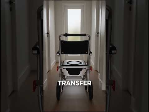 3-in-1 Shower Commode Wheelchair | Folding Aluminium Wheeled Shower Chair with Padded Seat | Removable Bucket