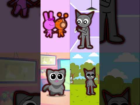 SPRUNKI WENDA X GREY X LABUBU🤤WHO IS MORE CUTE🥵PERFECT OUTLINE🤩#sprunki #labubu #wenda #grey #funny