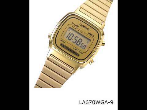 Casio General LA670WGA-9DF Vintage Ladies Digital Dial Gold Stainless Steel Band-1