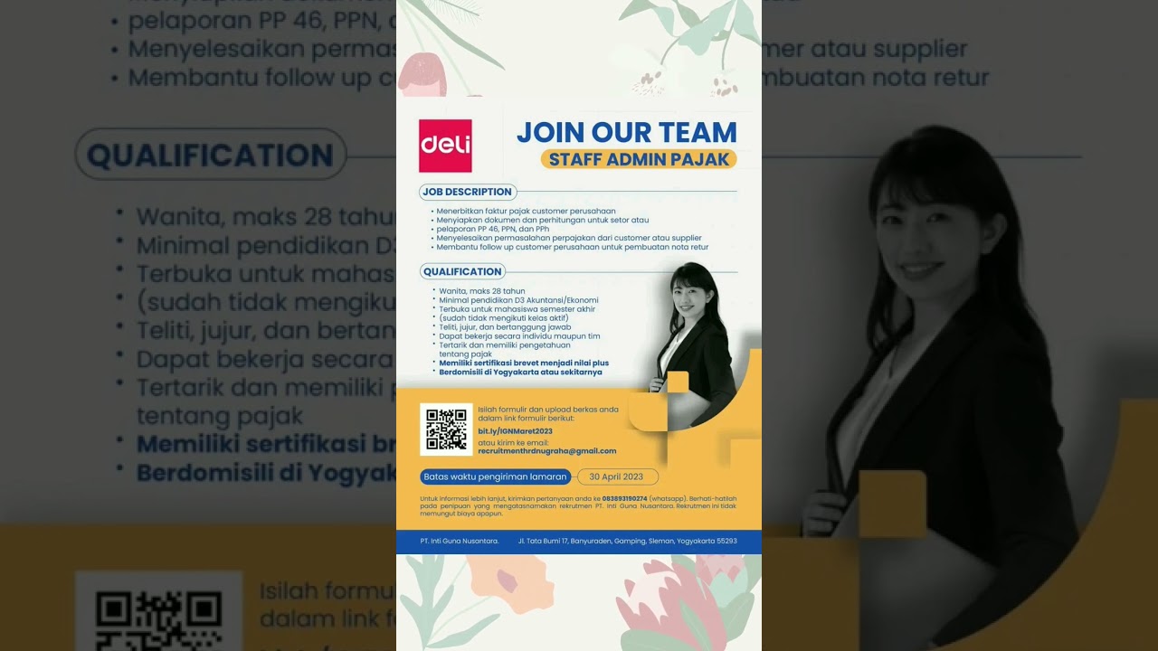 Dibutuhkan staff admin pajak untuk wilayah Jateng dan DIY #lowongankerja #shorts #loker