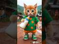 Beautiful Orange Cat Green Dress T Shirt Orange Pant Cute Cat Dudi Dudi Dum Dum 240 Cat Shorts