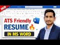 How To Create Resume In MS Word Resume Kaise Banaye ATS Friendly Resume In MS Word