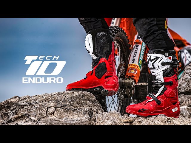 Alpinestars Tech 10 Enduro Boots Adult 7 8 9 10 11 12 13 14 Black White Fluorescent Orange Bright Red 75