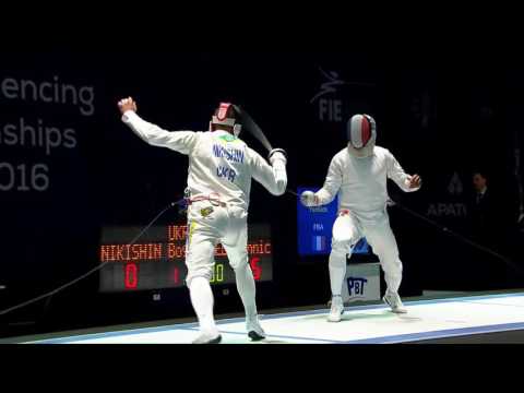 FE M E Individual Torun ECH 2016 Semifinal 01 podium NIKISHIN UKR vs BOREL FRA