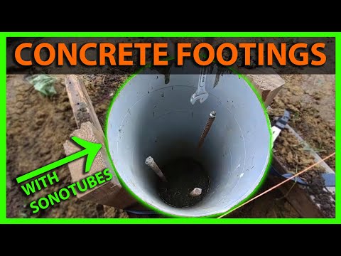 Part of a video titled How to Pour Concrete Footings With Piers Using Sonotubes - YouTube