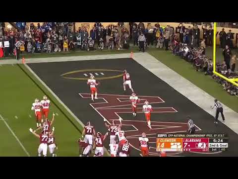 Tua Tagovailoa Touchdown Pass To Hale Hentges | 2019 | National Championship Game | vs Clemson |