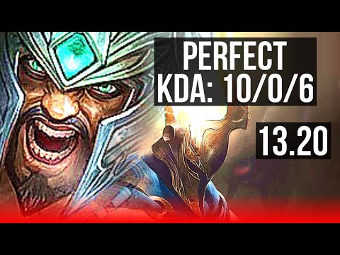 TRYNDAMERE vs PANTHEON (TOP) | 10/0/6, 6 solo kills, Legendary | NA Challenger | 13.20