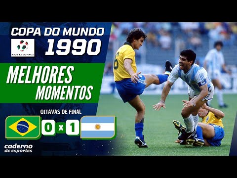 BRASIL 0 X 1 ARGENTINA - OITAVAS DE FINAL COPA 1990 - GALVÃO BUENO - MELHORES MOMENTOS