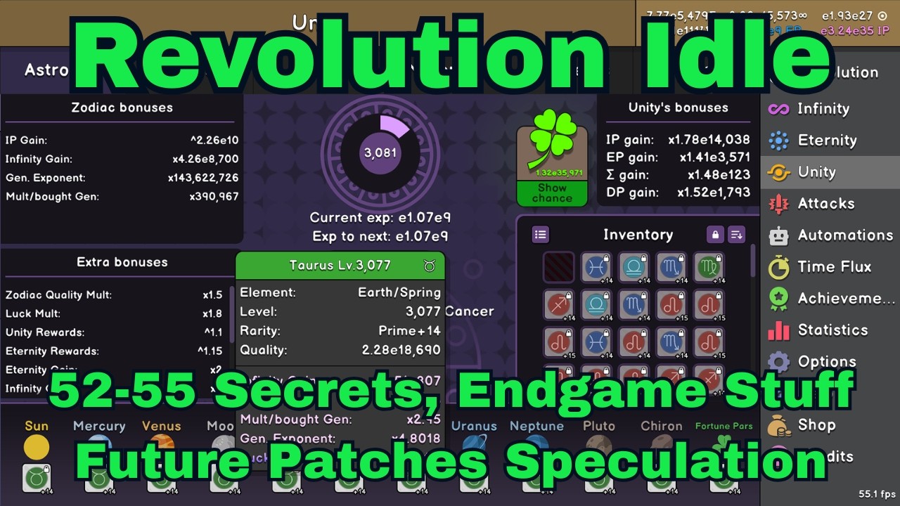 Revolution Idle - 52-55 Secret Achievements, Endgame Stuff, Future Patches Speculation