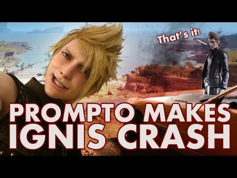 FINAL FANTASY XV - Prompto Makes Ignis Crash The Regalia