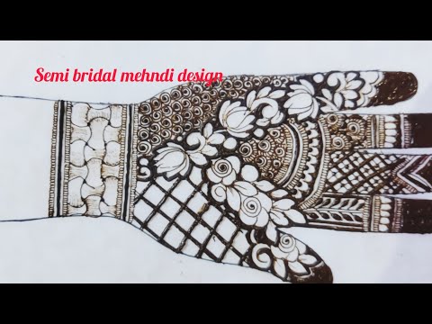 Semi bridal mehndi design | mehndi design simple| mehndi design step by step full tutorial