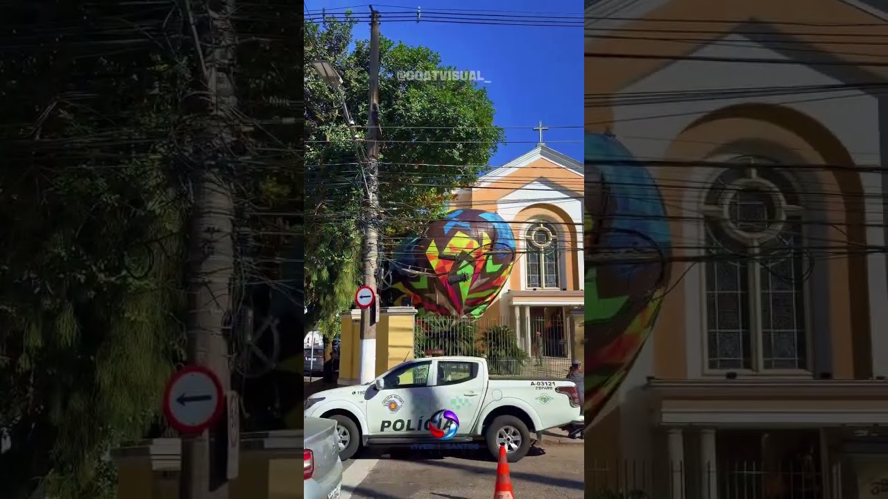 Balão cai na Avenida Ana Costa e mobiliza Corpo de Bombeiros em Santos.