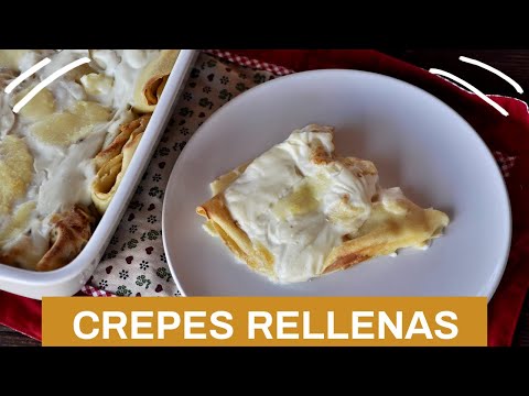 Crepes rellenas de jamón, con bechamel