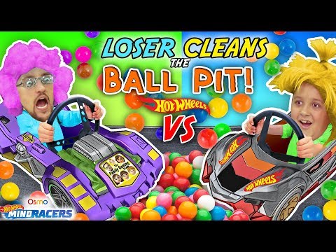LOSER CLEANS BALL PIT BALLS: HOTWHEELS RACE! FGTEEV Father vs Son OSMO MIND RACERS iPad App Game!