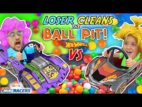 LOSER CLEANS BALL PIT BALLS: HOTWHEELS RACE! FGTEEV Father vs Son OSMO MIND RACERS iPad App Game! Video