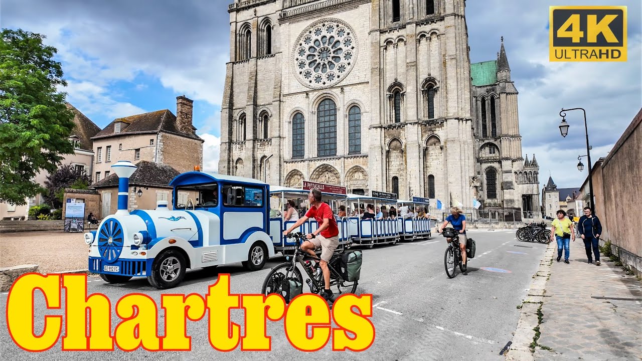Immersive street-level walking tour through Chartres Cathedral, France, showcasing authentic urban landscapes, local architecture, and the vibrant atmosphere of the city's neighborhoods