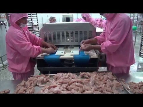 Horizontal slicing of chicken tenderloins video thumbnail