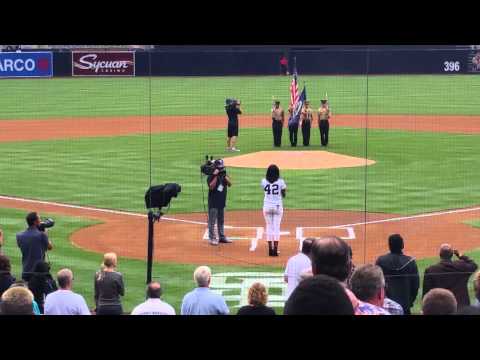 Nilaja Gardner sings the national Anthem at the Padres vs Mets game. 7-19-14