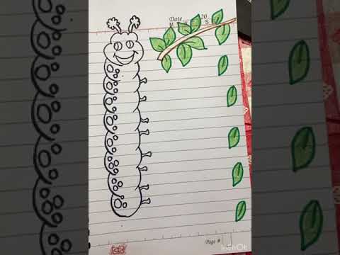 Caterpillar Drawing || Note Book Border Idea for kids and students