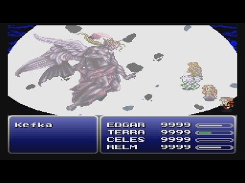 FFVI Final Boss Battle Kefka Vs Level 99 Party - SNES (HD) 60fps
