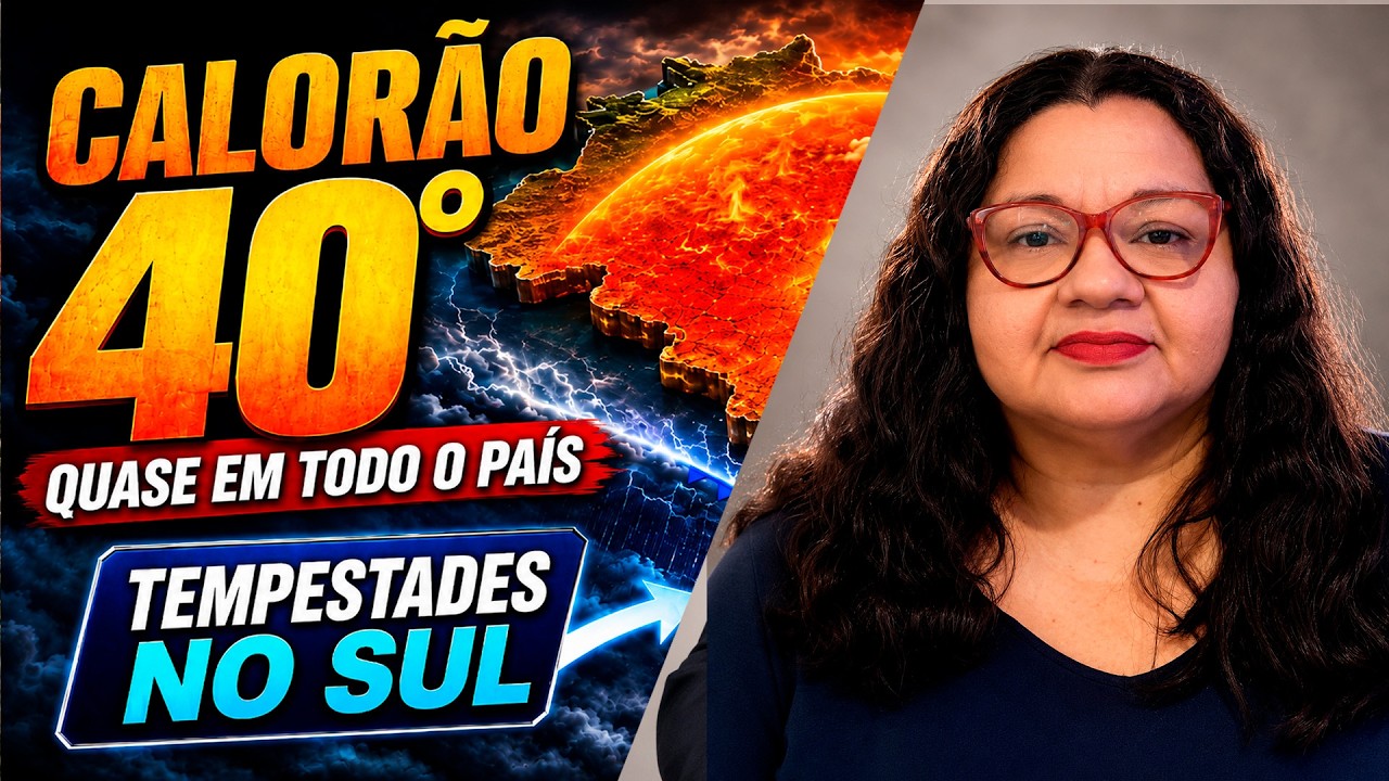 Sul enfrenta tempestades enquanto calor de quase 40°C se espalha pelo país