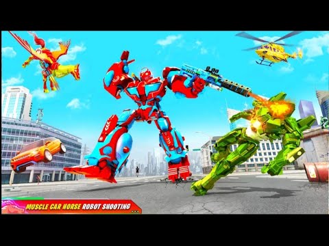 Flying Muscle Car Robot Transform Horse Robot Games - Android Gameplay