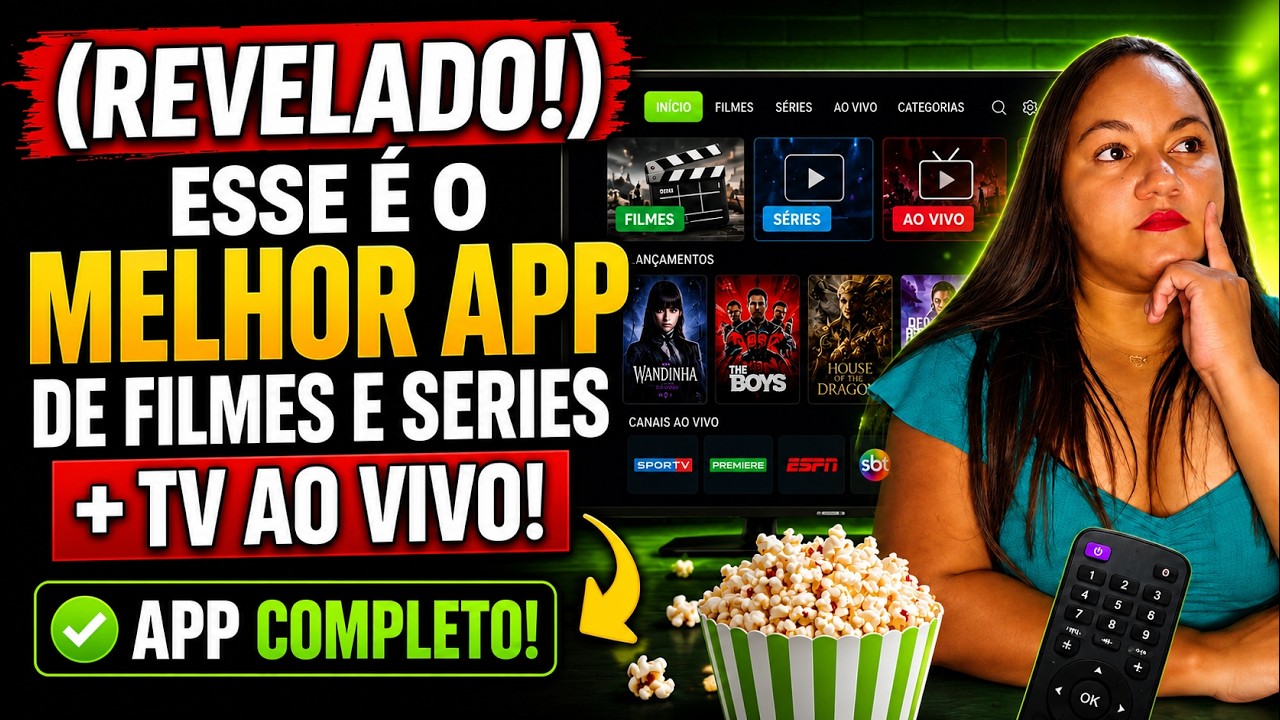 MELHOR APP PARA FILMES, SÉRIES E TV AO VIVO! 🔥 REVELADO O APP MAIS COMPLETO!