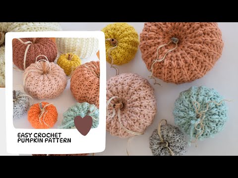 Easy crochet Pumpkin in 6 sizes step-by-step tutorial-beginner friendly pattern