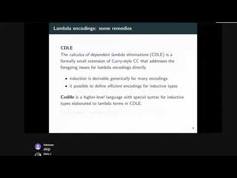 MSFP 2020 - Chris Jenkins- Efficient lambda encodings for Mendler-style coinductive types in Cedille