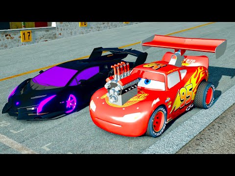 Lightning McQueen Dragster Edition vs Lamborghini Veneno GTR Concept at Desert Drag Race