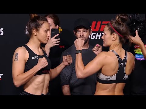 Antonina Shevchenko vs. Cortney Casey - Weigh-in Face-Off - (UFC Fight Night: dos Anjos vs. Fiziev)