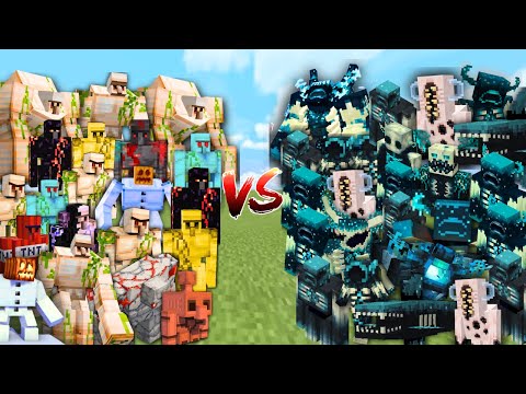 ALL GOLEMS vs ALL WARDENS in Minecraft Mob Battle