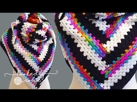 Crochet Log Cabin Granny Triangle SHAWL 😍