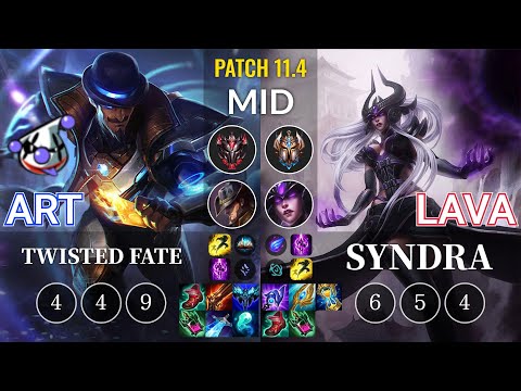 RJ Art Twisted Fate vs Lava Syndra Mid - KR Patch 11.4