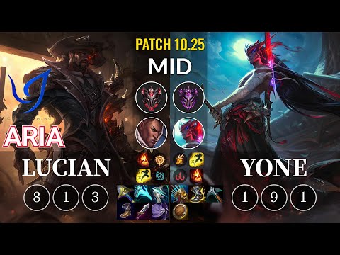 CGA Aria Lucian vs Yone Mid - KR Patch 10.25