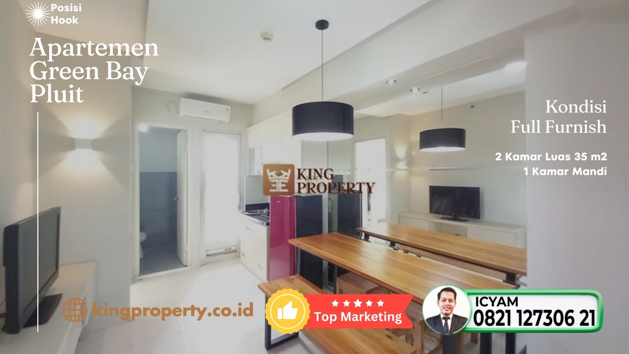 For Sale 2BR Apartment 35M² Bonus Furnished Front Tower Green Bay Pluit Greenbay, Ready to Move In