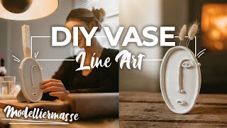 DIY Line Art Vase aus Modelliermasse selber machen für unter 5€