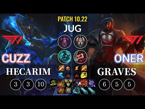 T1 Cuzz Hecarim vs T1 Oner Graves Jungle - KR Patch 10.22