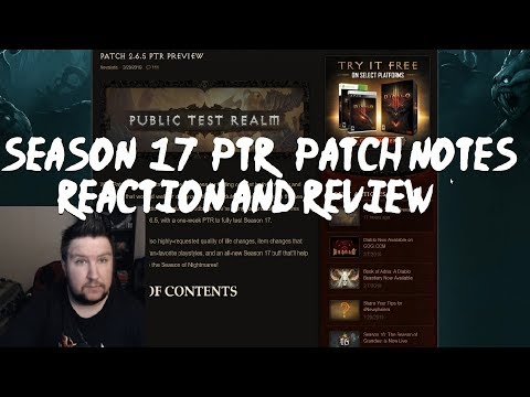 Season 17 PTR Patch Notes Review And Reaction! Diablo 3